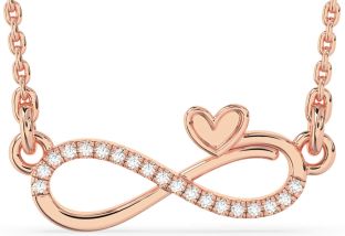 Diamond Rose Gold Silver Infinity Heart Necklace