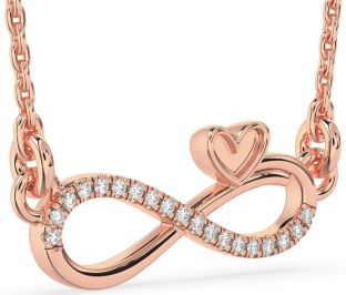 Diamond Rose Gold Infinity Heart Necklace
