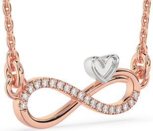 Diamond Platinum & Rose Gold Infinity Heart Necklace