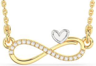 Diamond Platinum & Yellow Gold Infinity Heart Necklace