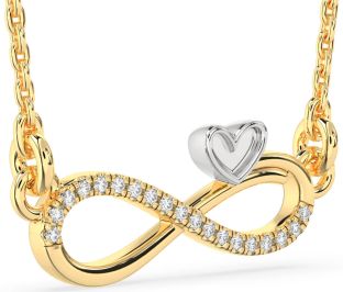 Diamond Platinum & Yellow Gold Infinity Heart Necklace