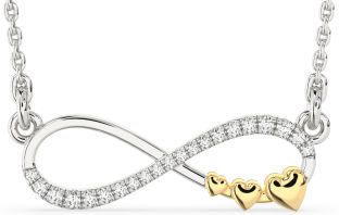 Large Diamond Platinum & Yellow Gold Infinity Heart Necklace
