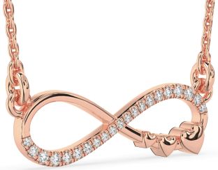 Large Diamond Rose Gold Infinity Heart Necklace