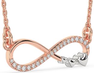 Large Diamond Platinum & Rose Gold Infinity Heart Necklace