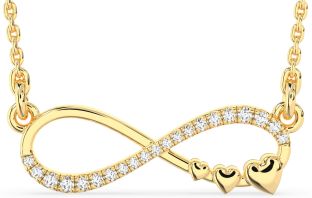 Large Diamond Gold Silver Infinity Heart Necklace