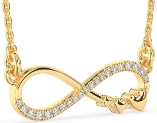 Large Diamond Gold Infinity Heart Necklace