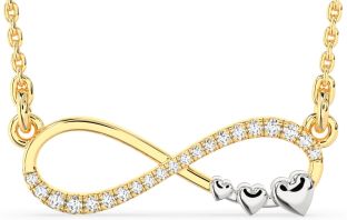 Large Diamond Platinum & Yellow Gold Infinity Heart Necklace