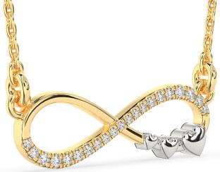 Large Diamond Platinum & Yellow Gold Infinity Heart Necklace