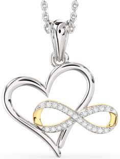 Diamond Silver & 10K gold Heart Infinity Necklace