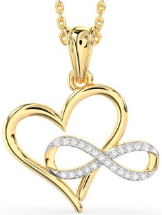 Diamond Gold Silver Heart Infinity Necklace