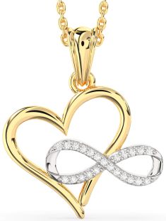 Diamond Gold Silver Heart Infinity Necklace
