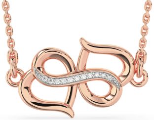 Diamond Rose Gold Silver Heart Infinity Necklace