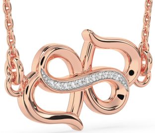 Diamond Rose Gold Heart Infinity Necklace