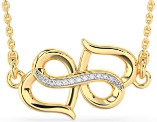 Diamond Gold Silver Heart Infinity Necklace