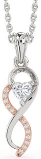 Diamond Platinum & Rose Gold Infinity Heart Necklace