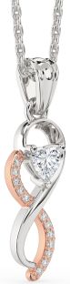 Diamond Silver & 10K Rose Gold Infinity Heart Necklace
