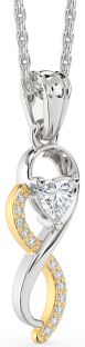Diamond Silver & 10K gold Infinity Heart Necklace