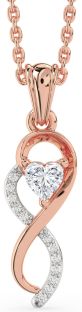 Diamond Platinum & Rose Gold Infinity Heart Necklace