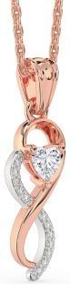 Diamond Platinum & Rose Gold Infinity Heart Necklace