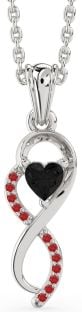 Black Diamond & Ruby Platinum Infinity Heart Necklace