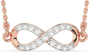Diamond Rose Gold Silver Infinity Necklace