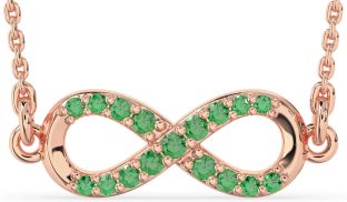 Emerald Rose Gold Infinity Necklace