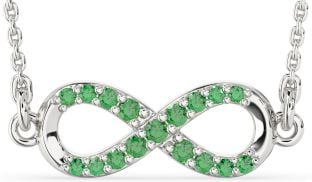 Emerald White Gold Infinity Necklace