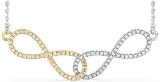 Large Diamond Silver & 10K gold Infinity Interlock Necklace