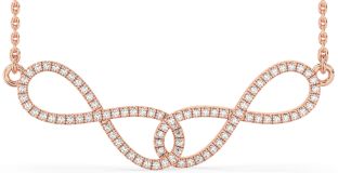 Large Diamond Rose Gold Silver Infinity Interlock Necklace