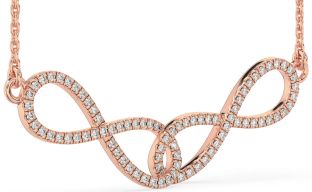 Large Diamond Rose Gold Infinity Interlock Necklace