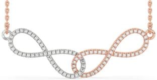 Large Diamond Rose Gold Silver Infinity Interlock Necklace