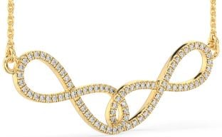 Large Diamond Gold Infinity Interlock Necklace