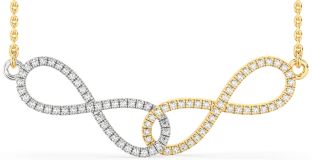 Large Diamond Gold Silver Infinity Interlock Necklace