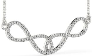Large Diamond White Gold Infinity Interlock Necklace