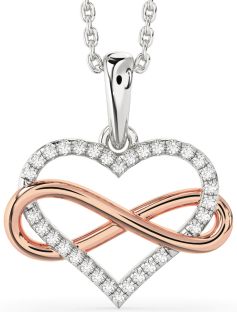 Diamond Platinum & Rose Gold Heart Infinity Necklace