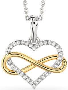 Diamond Platinum & Yellow Gold Heart Infinity Necklace