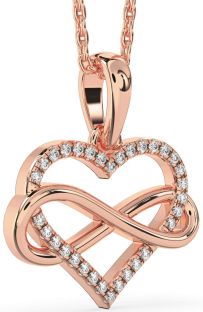 Diamond Rose Gold Heart Infinity Necklace