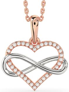 Diamond Platinum & Rose Gold Heart Infinity Necklace