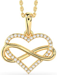 Diamond Gold Silver Heart Infinity Necklace