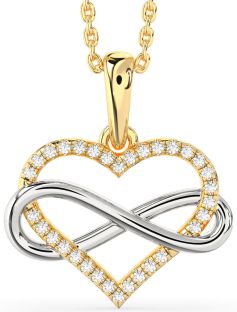 Diamond Platinum & Yellow Gold Heart Infinity Necklace