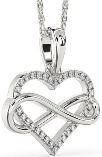Diamond White Gold Heart Infinity Necklace