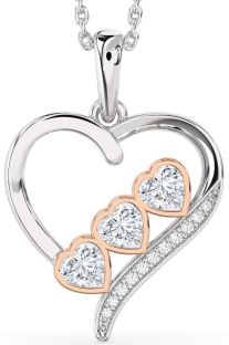 Diamond Platinum & Rose Gold Heart Necklace