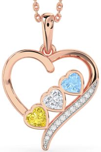 Diamond Rose Gold Heart Mother's Necklace