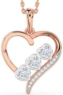 Diamond Platinum & Rose Gold Heart Necklace