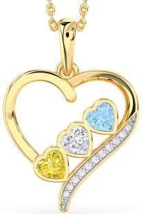 Diamond Gold Heart Mother's Necklace