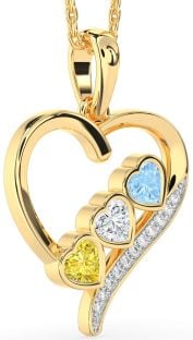 Diamond Gold Heart Mother's Necklace