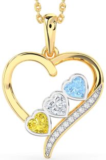 Diamond Platinum & Yellow Gold Heart Mother's Necklace