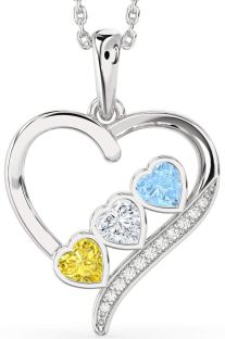 Diamond Platinum Heart Mother's Necklace