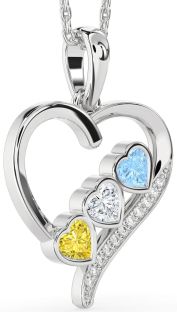 Diamond Platinum Heart Mother's Necklace