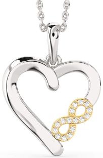 Diamond Silver & 10K gold Heart Infinity Necklace